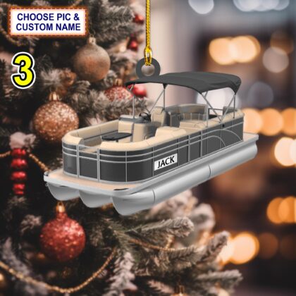 Personalized Pontoon Boat Acrylic or Wood Ornament