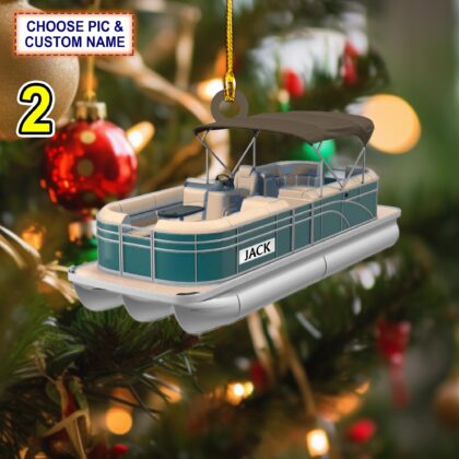 Personalized Pontoon Boat Acrylic or Wood Ornament