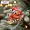 Personalized Carp with Santa Hat and Christmas Lights Acrylic or Wood Ornament