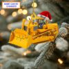 Personalized Bulldozer with Santa Hat and Christmas Lights Acrylic or Wood Ornament