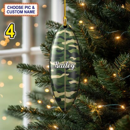 Personalized Colorful Surfboard Acrylic or Wood Ornament