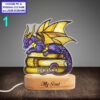 Personalized Book Dragon Acrylic LED Night Light with Beech Wood Base
