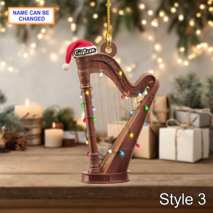 Personalized Harp Acrylic or Wood Ornament