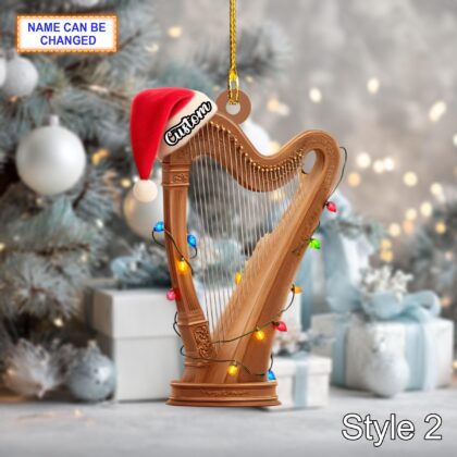 Personalized Harp Acrylic or Wood Ornament
