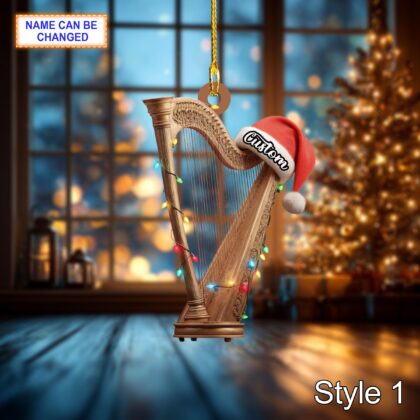 Personalized Harp Acrylic or Wood Ornament