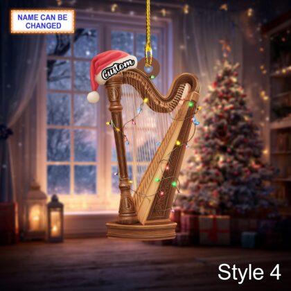 Personalized Harp Acrylic or Wood Ornament