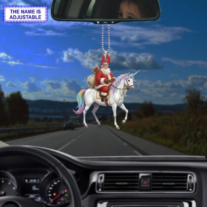 Personalized Santa Riding a Unicorn Acrylic or Wood Ornament