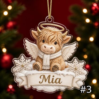 Personalized Highland Cow Acrylic or Wood Ornament