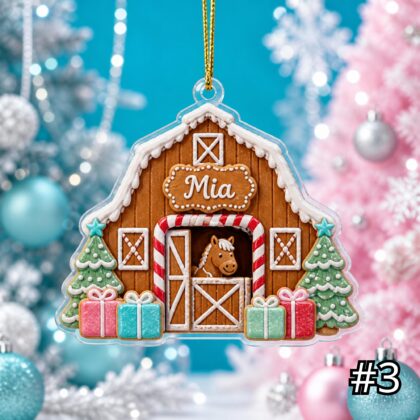 Personalized Winter Barn Acrylic or Wood Ornament