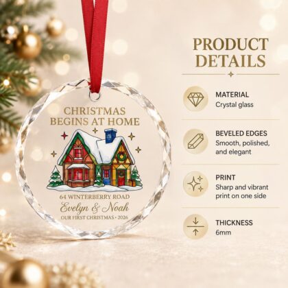 Personalized Accountant Glass Ornament with Calculator, Ledger, and Scales