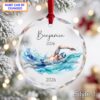 Personalized Swimmer Glass Ornament with Name and Year