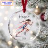 Personalized Track Runner Glass Ornament with Name and Year