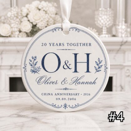 Personalized 20th Wedding Anniversary Acrylic or Wood Ornament