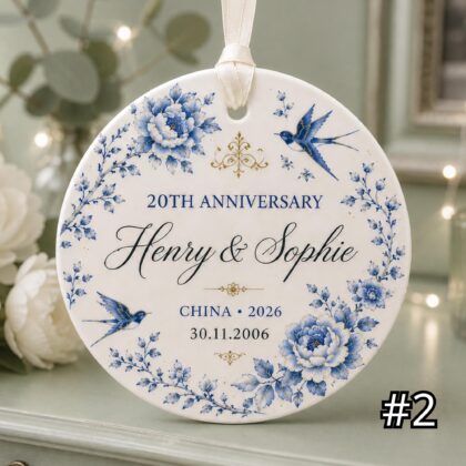 Personalized 20th Wedding Anniversary Acrylic or Wood Ornament