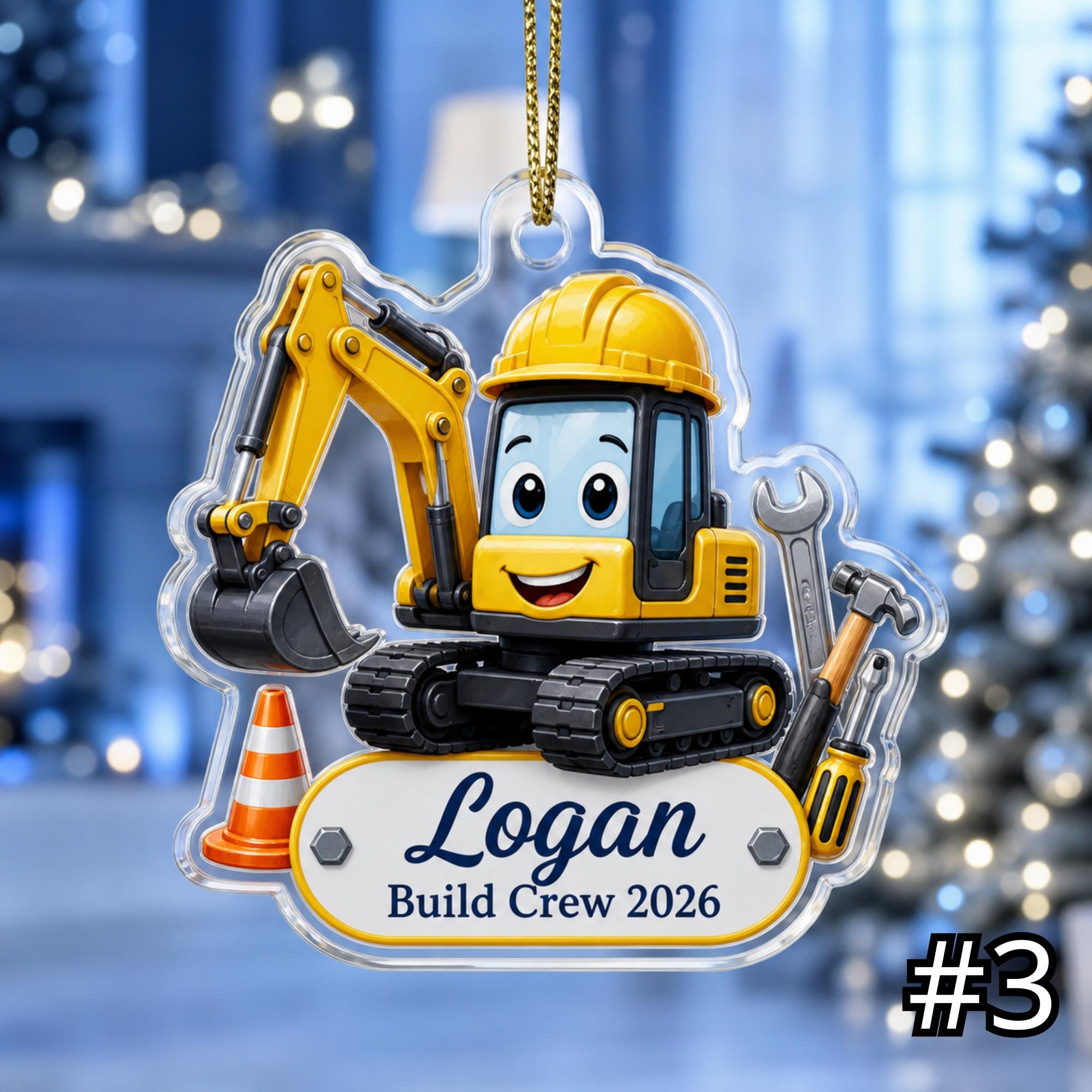 Personalized Construction Worker Acrylic or Wood Ornament - 2026