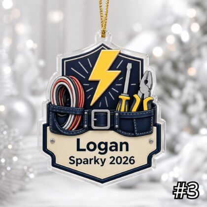 Personalized Electrician or Lineman Acrylic or Wood Ornament - 2026