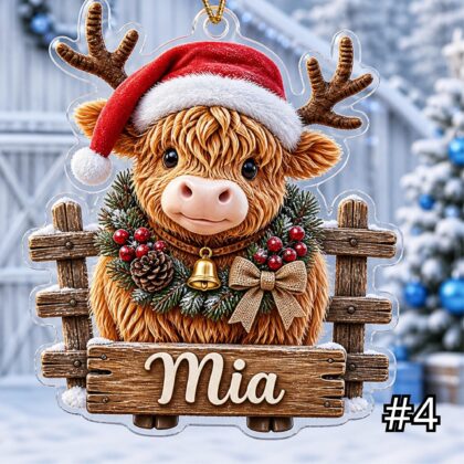 Personalized Highland Cow Acrylic or Wood Ornament