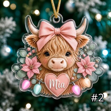 Personalized Highland Cow Acrylic or Wood Ornament