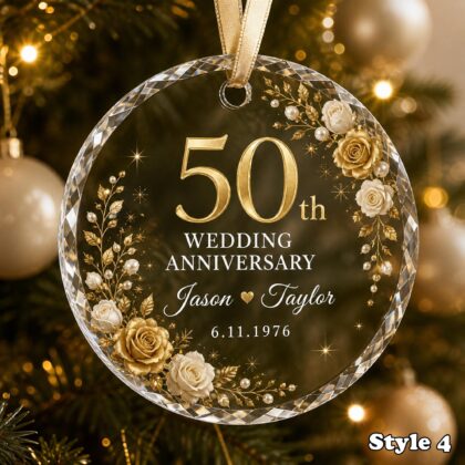 Personalized 50th Wedding Anniversary Glass Ornament