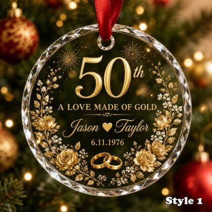 Personalized 50th Wedding Anniversary Glass Ornament