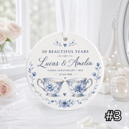 Personalized 20th Wedding Anniversary Acrylic or Wood Ornament