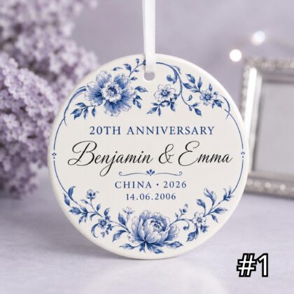 Personalized 20th Wedding Anniversary Acrylic or Wood Ornament