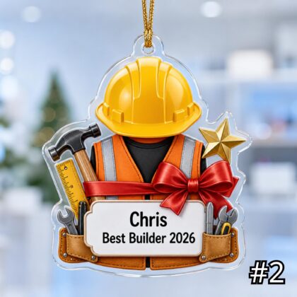 Personalized Construction Worker Acrylic or Wood Ornament - 2026