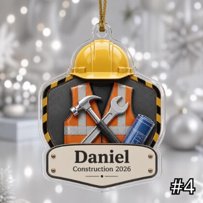 Personalized Construction Worker Acrylic or Wood Ornament - 2026