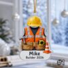 Personalized Construction Worker Acrylic or Wood Ornament - 2026