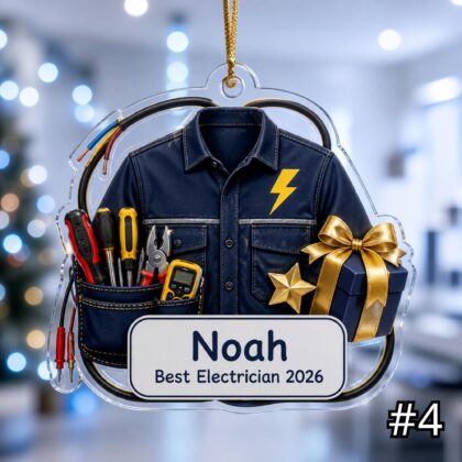 Personalized Electrician or Lineman Acrylic or Wood Ornament - 2026