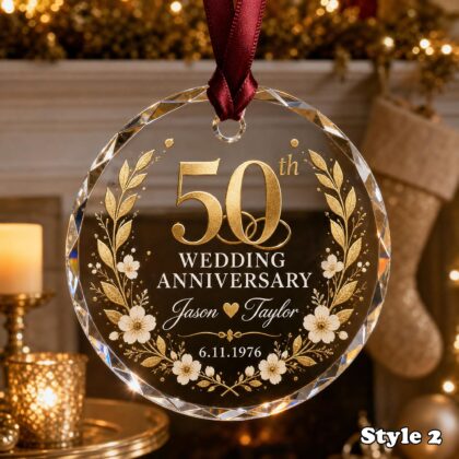 Personalized 50th Wedding Anniversary Glass Ornament