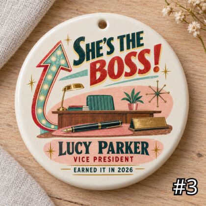 Personalized 'Moving On Up' Promotion Ceramic Ornament