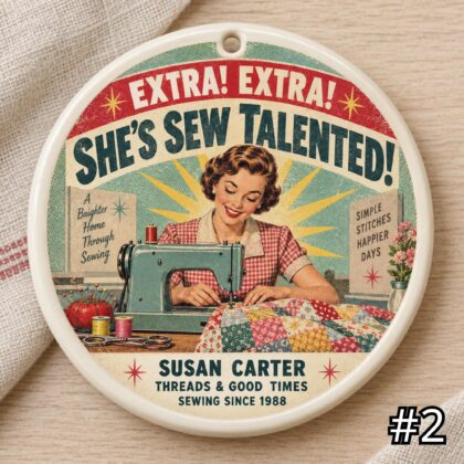 Personalized 'Sewing Good Times' Ceramic Ornament