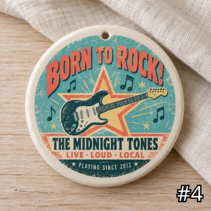 Personalized 'Born to Make Noise' Musician Ceramic Ornament