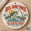 Personalized 'Hooked for Life' Fishing Ceramic Ornament