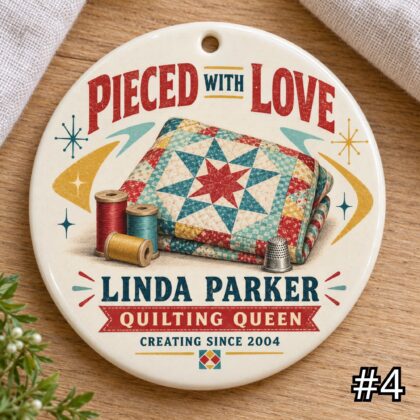 Personalized 'Sewing Good Times' Ceramic Ornament