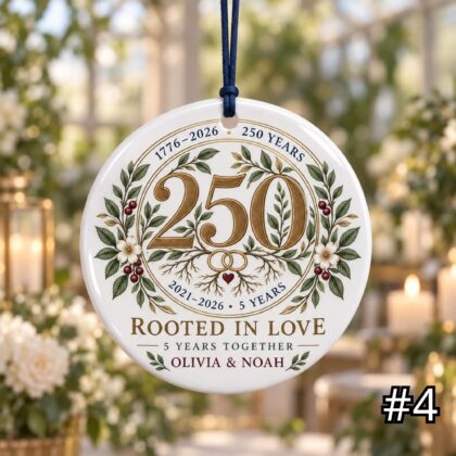 Personalized America 250 5th Wedding Anniversary Ceramic Ornament