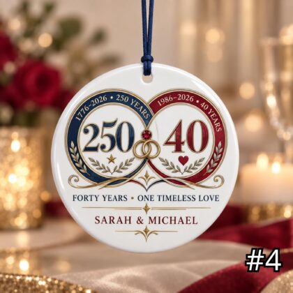 Personalized America 250 40th Wedding Anniversary Ceramic Ornament