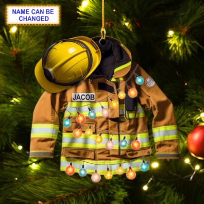 Custom Name Firefighter Led Light Christmas Ornament Vehicle