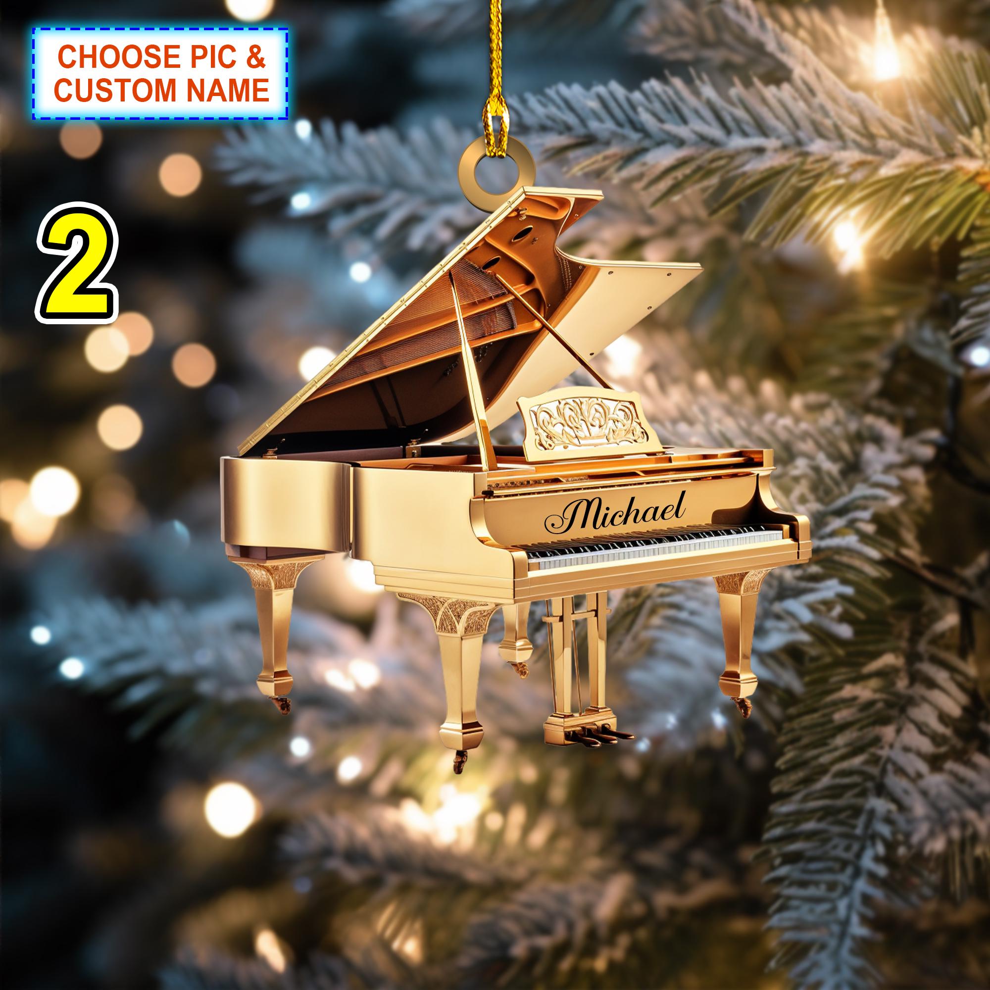 Custom Name Piano Christmas Ornament – Christmas Tree Hanging Decor - Image 2