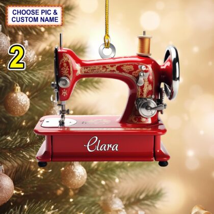 Alternative view of Custom Name Sewing Machine Christmas Ornament – Christmas Tree Hanging Decor