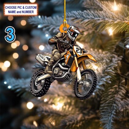 Custom Name Motocross Dirt Bike Christmas Ornament – Christmas Tree Hanging Decor - Image 3