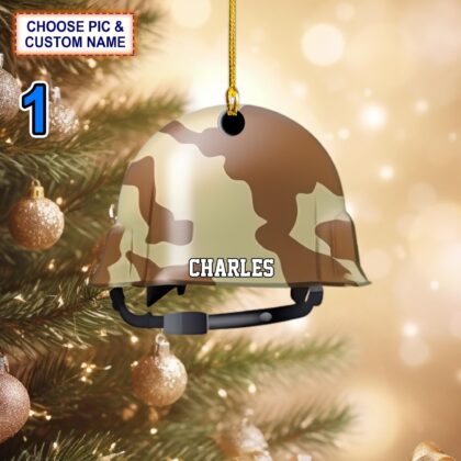 Custom Name Military Helmet Christmas Ornament – Christmas Tree Hanging Decor