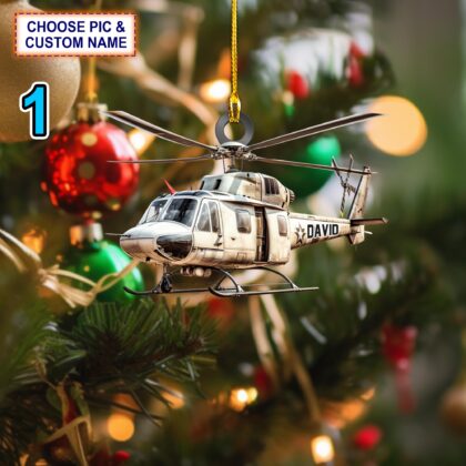 Custom Name Veteran Helicopter Christmas Ornament – Christmas Tree Hanging Decor