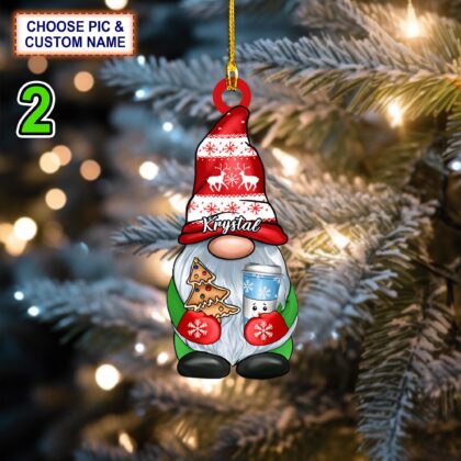 Custom Name Xmas Gnome Christmas Ornament – Christmas Tree Hanging Decor - Image 2