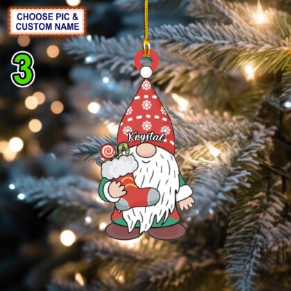 Custom Name Xmas Gnome Christmas Ornament – Christmas Tree Hanging Decor - Image 3