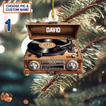 Custom Name Vinyl Record Player Christmas Ornament – Christmas Tree Hanging Decor