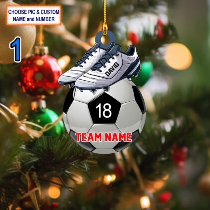 Custom Name And Number Soccer Christmas Ornament – Christmas Tree Hanging Decor
