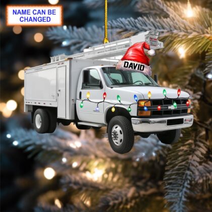 Custom Name Bucket Truck Personalized Ornament – Christmas Tree Hanging Decor