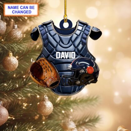 Custom Name Baseball Catcher Chest Protector & Helmet Personalized Ornament